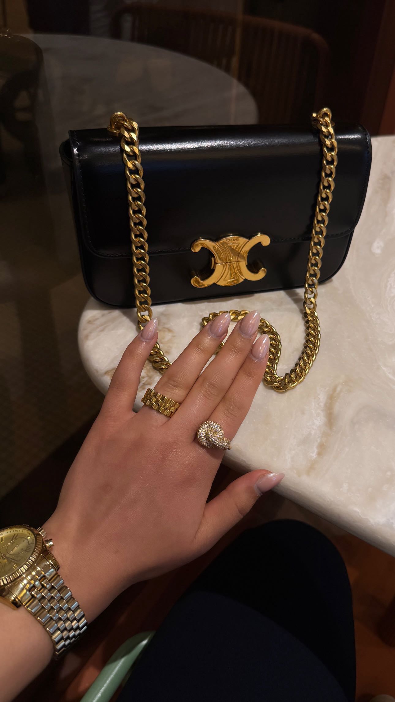 Smyckes set i guld | Guldhalsband + 2 guldringar - Lais set