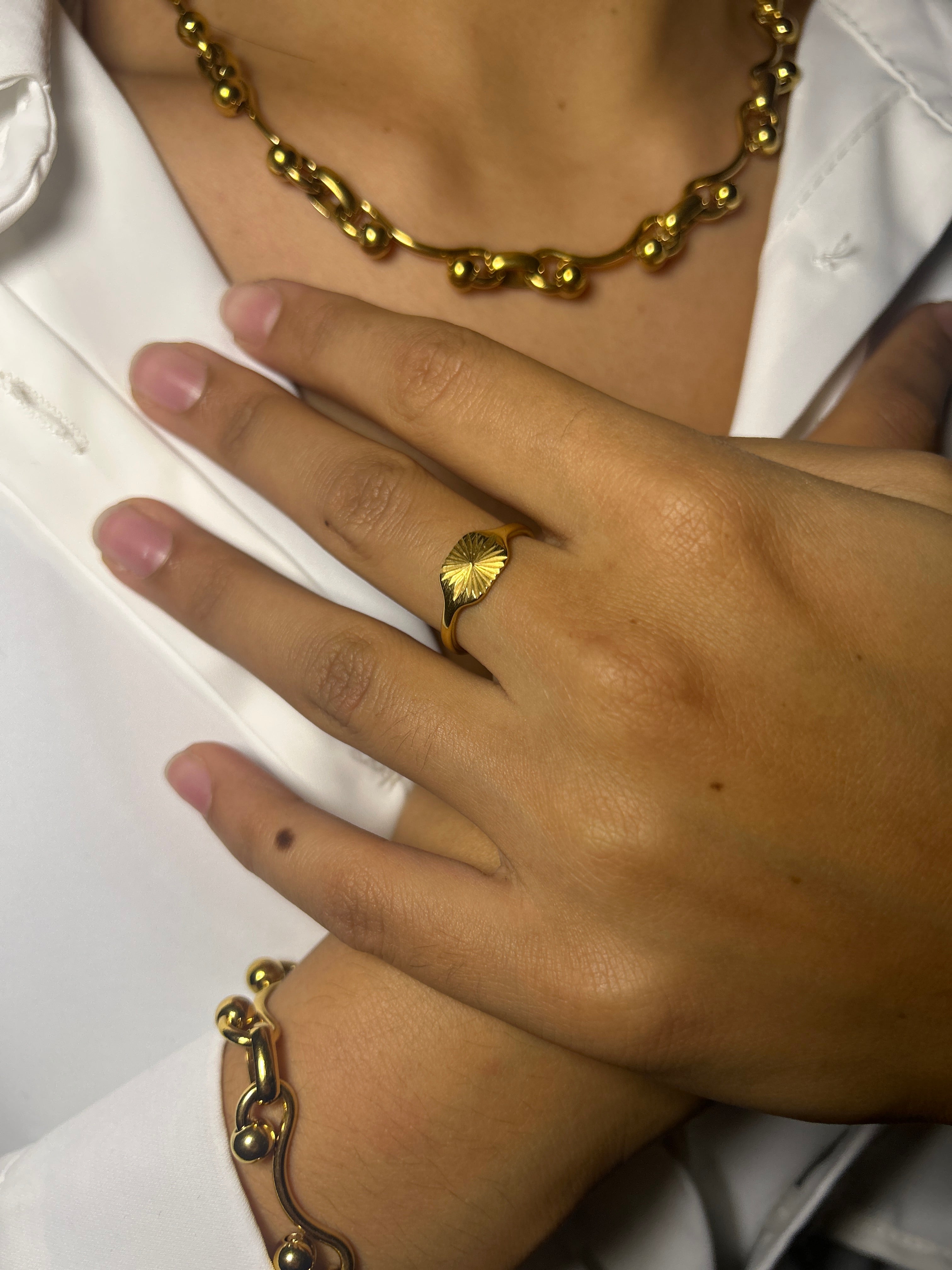 Armband & Halsband set i guld | Statement halsband och armband | Midas glans - Lais