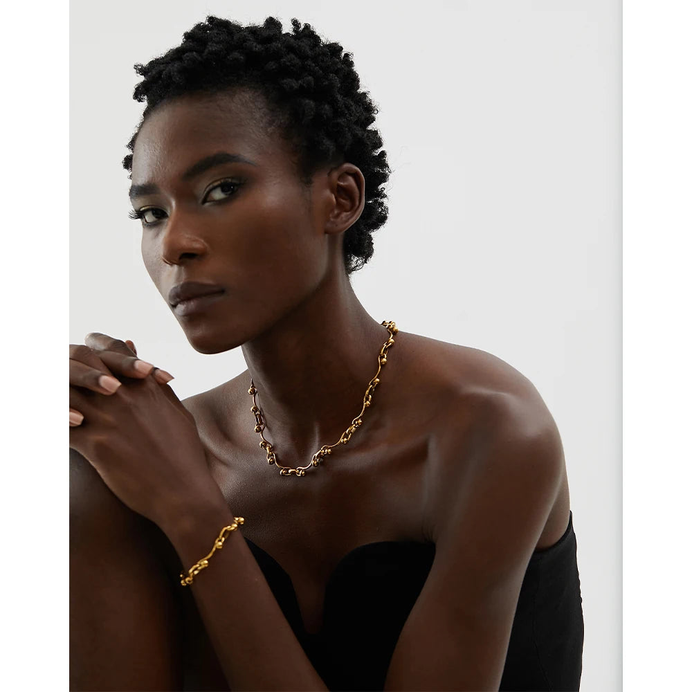 Armband & Halsband set i guld | Statement halsband och armband | Midas glans - Lais