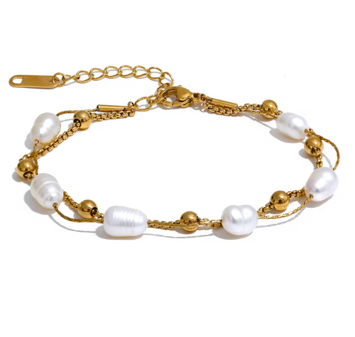 Nomi | Guldarmband med pärlor - Lais