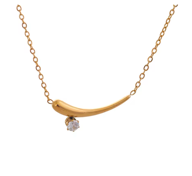 18k Guld platerat halsband med diamant tillverkat för kvinnor. 