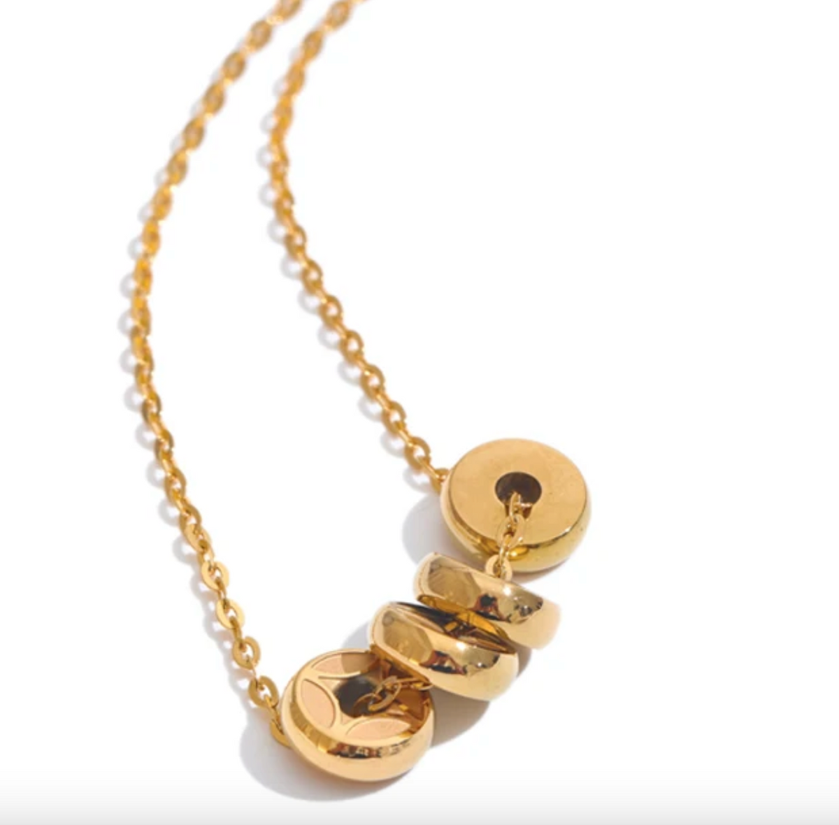 18k guld halsband med fyra lyckoamuletter | Halsband för kvinnor 